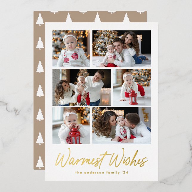 Warmest Wishes Gold Script 6 Photo Collage (Front/Back)