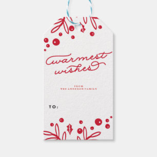 WARMEST WISHES holiday christmas Gift Tags