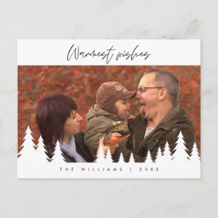 Warmest Wishes, Merry Christmas Family Photo Postcard