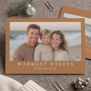 Warmest Wishes Modern Holiday Photo - Copper Card