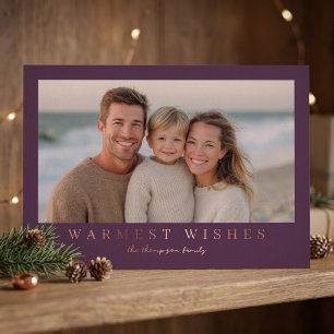 Warmest Wishes Modern Holiday Photo - Purple