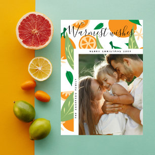 Warmest Wishes Orange Grove Christmas Photo Holiday Card
