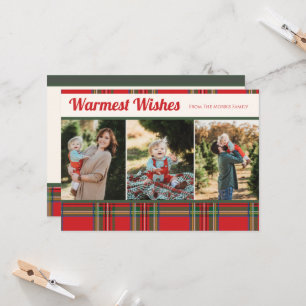Warmest Wishes Plaid Photo Card For Christmas