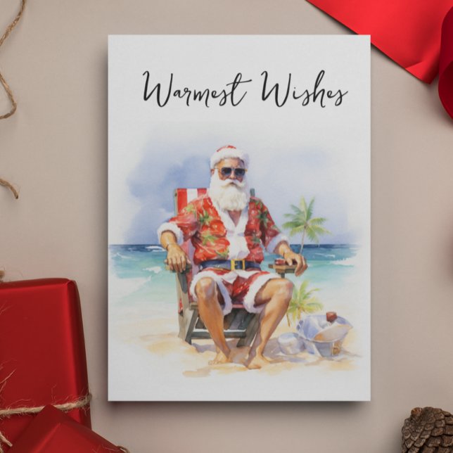 Warmest Wishes Santa at the Beach Holiday Card (Creator Uploaded)