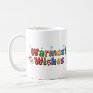 Warmest Wishes Santa Plaid Snowflake Christmas Coffee Mug