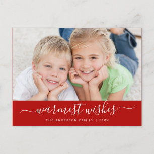 Warmest Wishes Script Christmas Photo Card