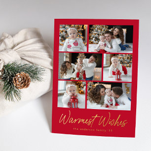 Warmest Wishes Script Red 6 Photo Collage
