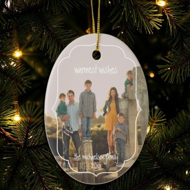 Warmest Wishes Southern Geometric Frame Christmas Ceramic Tree Decoration (Creator Uploaded)
