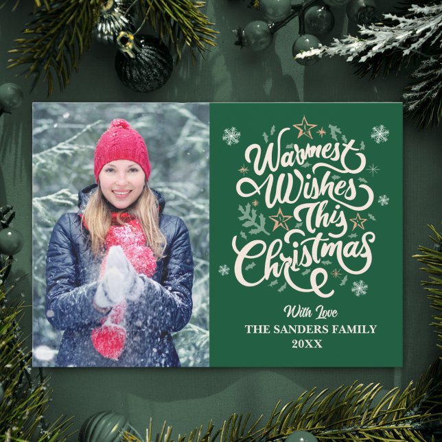 Warmest Wishes This Christmas Cute Family Photo Holiday Card (Creator Uploaded)