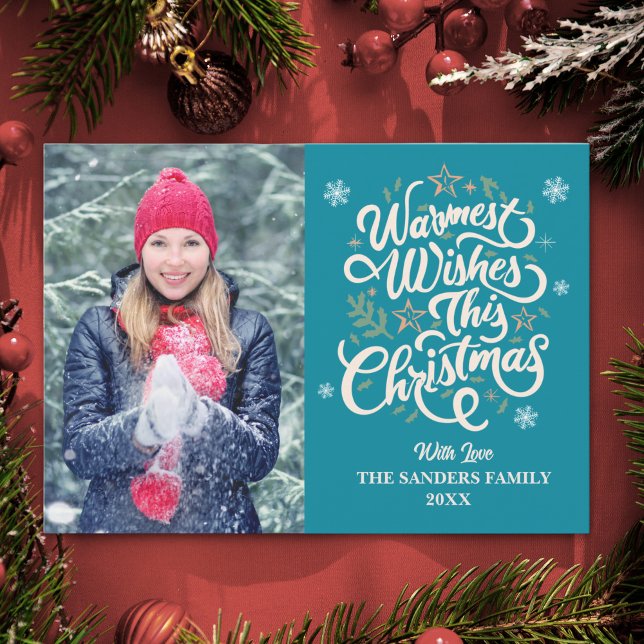 Warmest Wishes This Christmas Cute Family Photo Holiday Card (Creator Uploaded)
