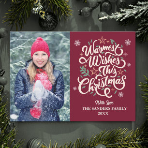 Warmest Wishes This Christmas Cute Family Photo Holiday Card