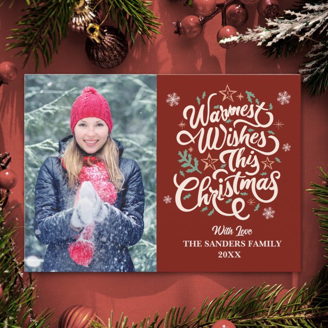 Warmest Wishes This Christmas Cute Family Photo Holiday Card (Creator Uploaded)
