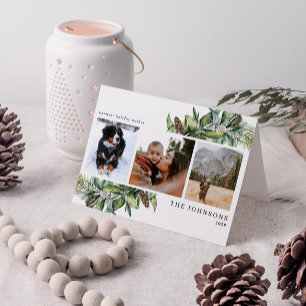 Warmest Wishes Winter Fir Cone Greenery Photo Holi Holiday Card
