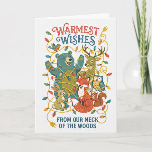 Warmest Wishes Woodland Animals Holiday Card