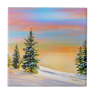 "Warming of Winter" snow scene Tile