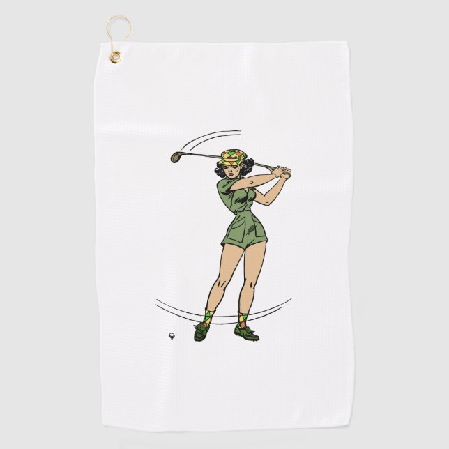 Warming Up for Golf Lady Golfer   Towel (Front)