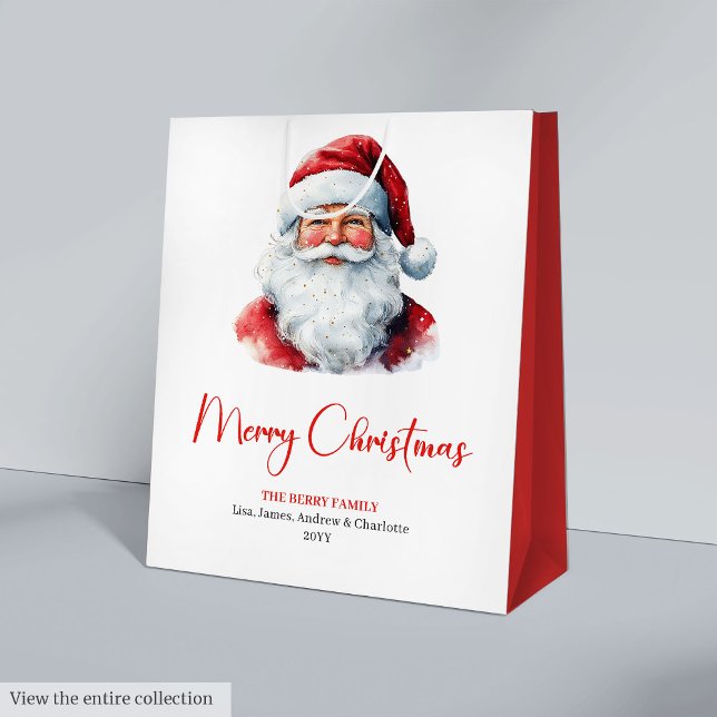 Warmish Santa Claus Cosy Red Green Holiday Chic Medium Gift Bag (Warmish Santa Claus Cozy Red Green Holiday Gift Bag)