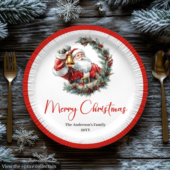 Warmish Santa Claus Trendy Modern Holiday Plates (Warmish Santa Claus Trendy Modern Holiday Paper Plate)