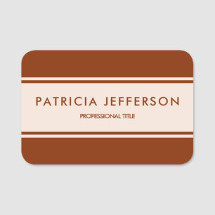 Warmth and Wisdom: Elegant Brownish Orange Beige  Name Tag