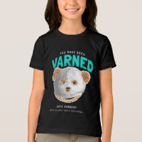 Warned slogan with bear doll in hood mask vector i