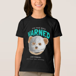 Warned slogan with bear doll in hood mask vector i Tri-Blend shirt