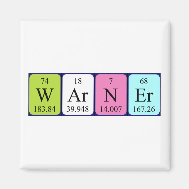 Warner periodic table name magnet (Front)