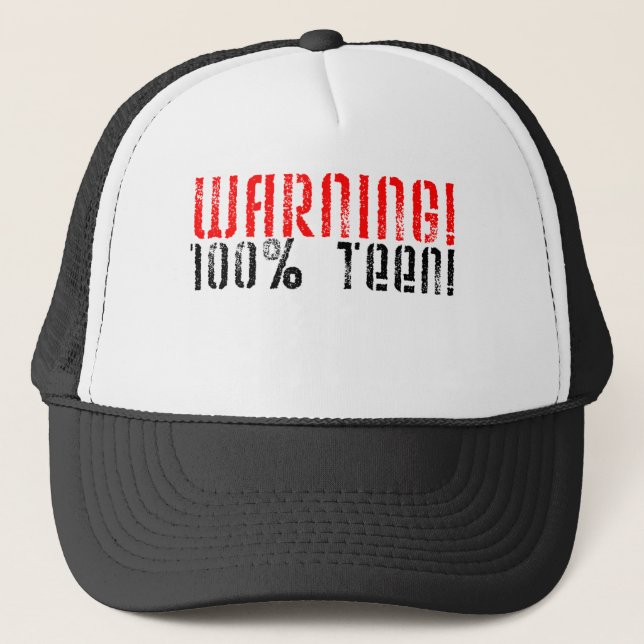 Warning 100% Teen Trucker Hat (Front)