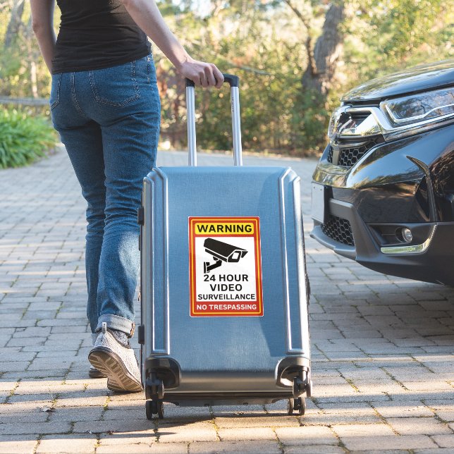 Warning 24 Hour Video Surveillance No Trespassing  (Suitcase Insitu)