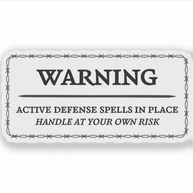 Warning: Active Defence Spells Sticker (Front)