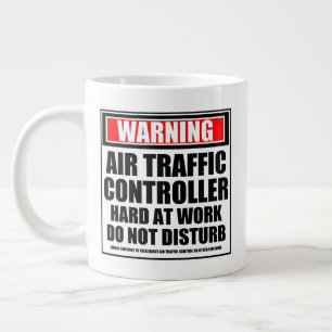 Warning Air Traffic Controller Hard At Work Large Coffee Mug