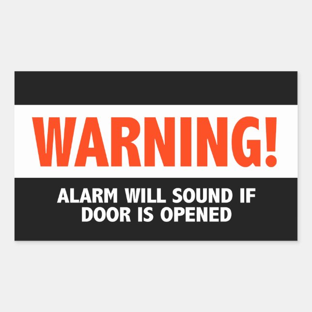 Warning Alarm Will Sound If Door is Opened Rectangular Sticker (Front)