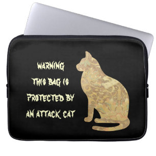 Warning Attack Cat Laptop Sleeve