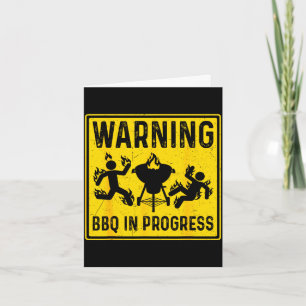 Warning bbq in progress funny grilling barbecue card