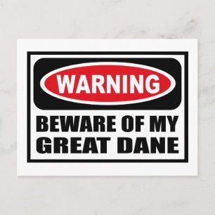 Warning BEWARE OF MY GREAT DANE Postcard
