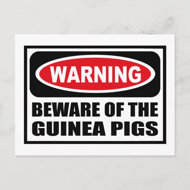 Warning BEWARE OF THE GUINEA PIGS Postcard (Front)