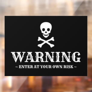 Warning black white skull custom text Halloween