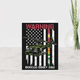 Warning Boocoo Dinky Dau Flag Vietnam Veteran Huey Card