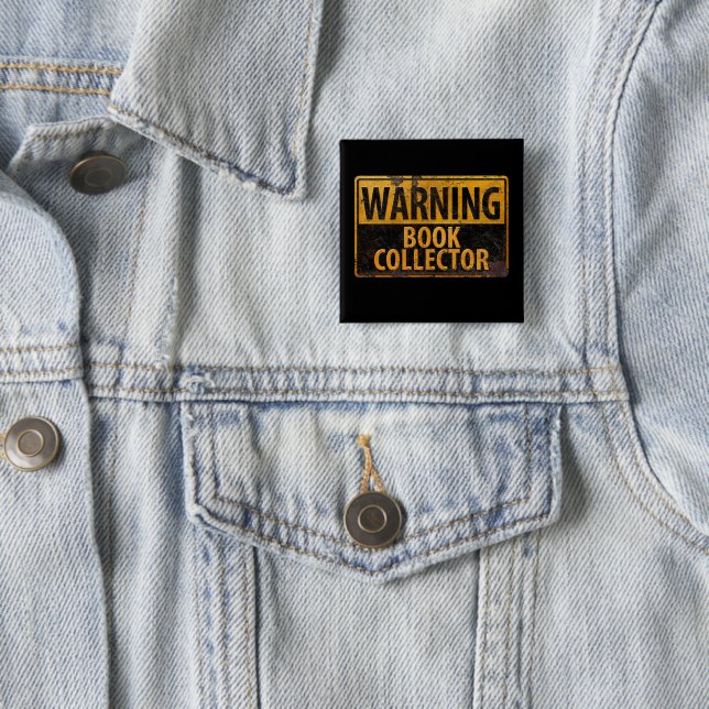 WARNING BOOK COLLECTOR - Metal Danger Caution Sign 15 Cm Square Badge (In Situ)