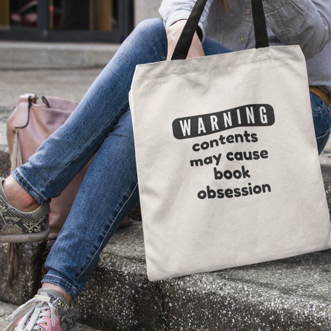 Warning Book Obsession Book Lovers Librarian Gift Tote Bag (Shop now and proudly flaunt your book obsession!)