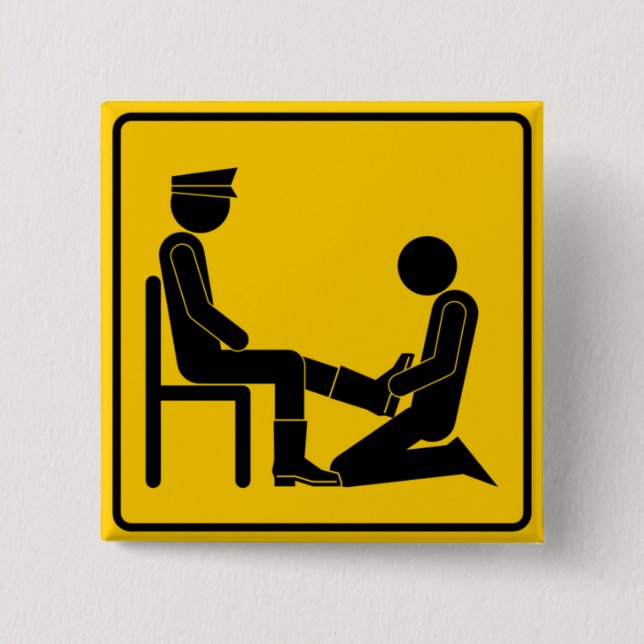 warning bootblack ahead 15 cm square badge (Front)