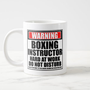 Warning Boxing Instructor Hard At Work Large Coffee Mug