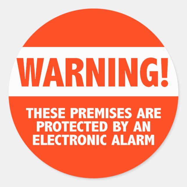 Warning Burglar Alarm Electronic Security Classic Round Sticker (Front)