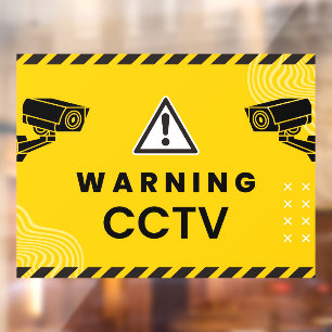 Warning CCTV Surveillance Camera Amber 