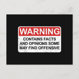 Warning Contains Facts And Opinions Some May Find Postcard