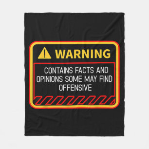 Warning Contains Facts May Find Offensive Humour Fleece Blanket