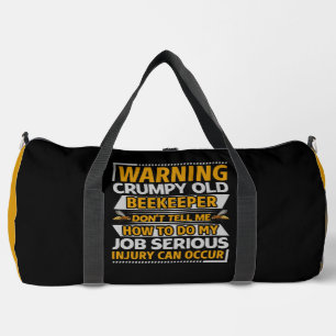 Warning Crumpy Old Beekeeper  Duffle Bag