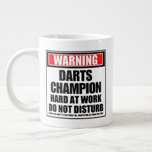 Warning Darts Champion Hard At Work Do Not Disturb Large Coffee Mug