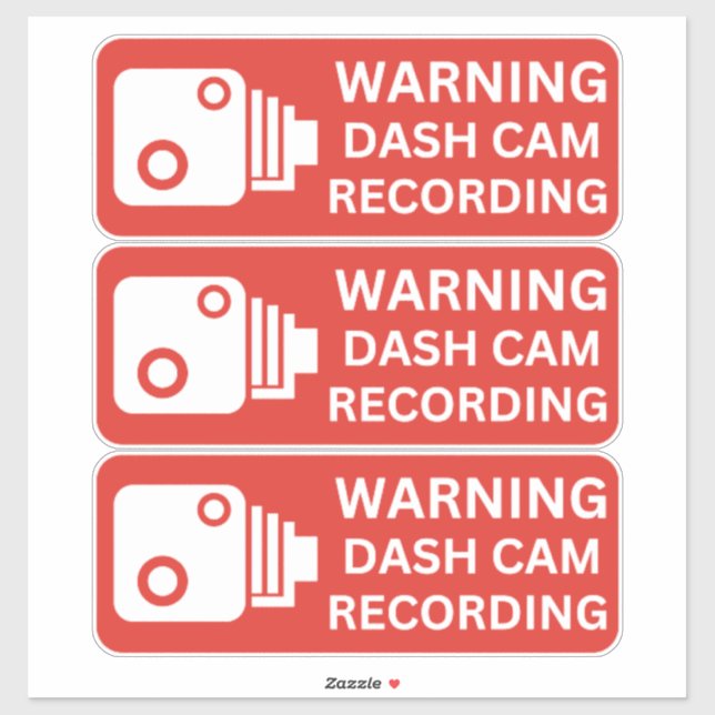 Warning Dash CAM Recording Vehicle Camera Security (Sheet)