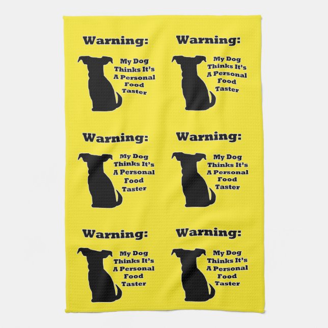 Warning Dog Tea Towel (Vertical)