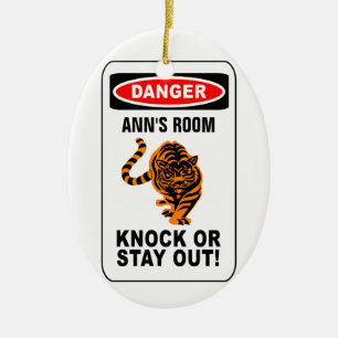 Warning door ornament - customise!